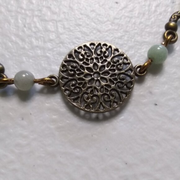 Dainty Slim & Lightweight! Green Aventurine + Bronze Bracelet ~ Utra Feminine! - Picture 8 of 10